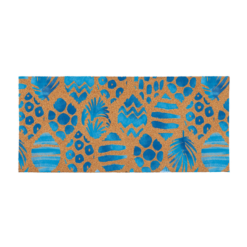 Blue Coastal Coral Sea Flocked Coir Sassafras Switch Mat, 22"x10"