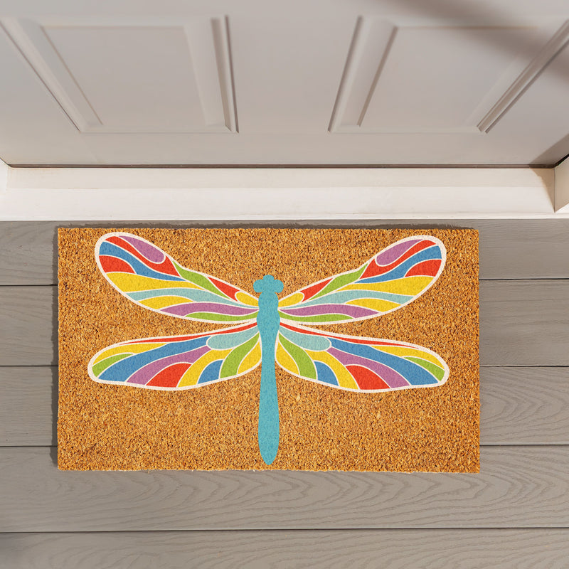 Colorful Dragonfly Coir Mat