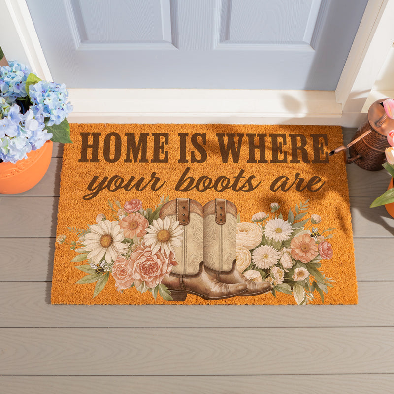 Petal & Plow Floral Boots, Coir Mat, 36"x24"