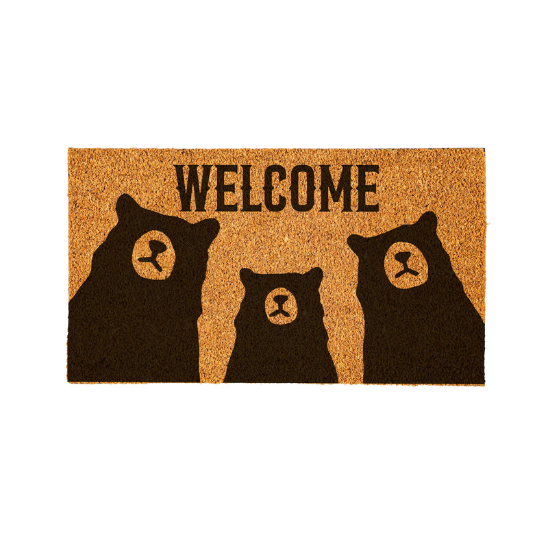 High Country Bear Trio Coir Mat, "Welcome", 28"x16"