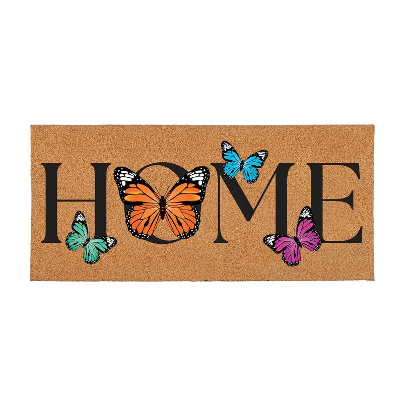 Pollinator Garden Butterfly Family,  Flocked Coir Sassafras Switch Mat 22"x10"