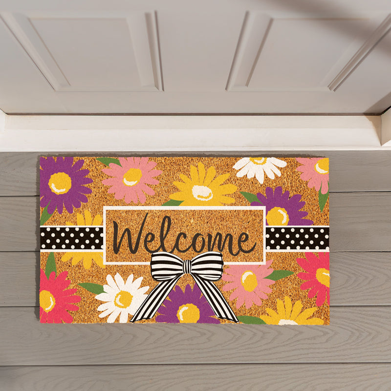 Daisy Bow Bouquet Coir Mat