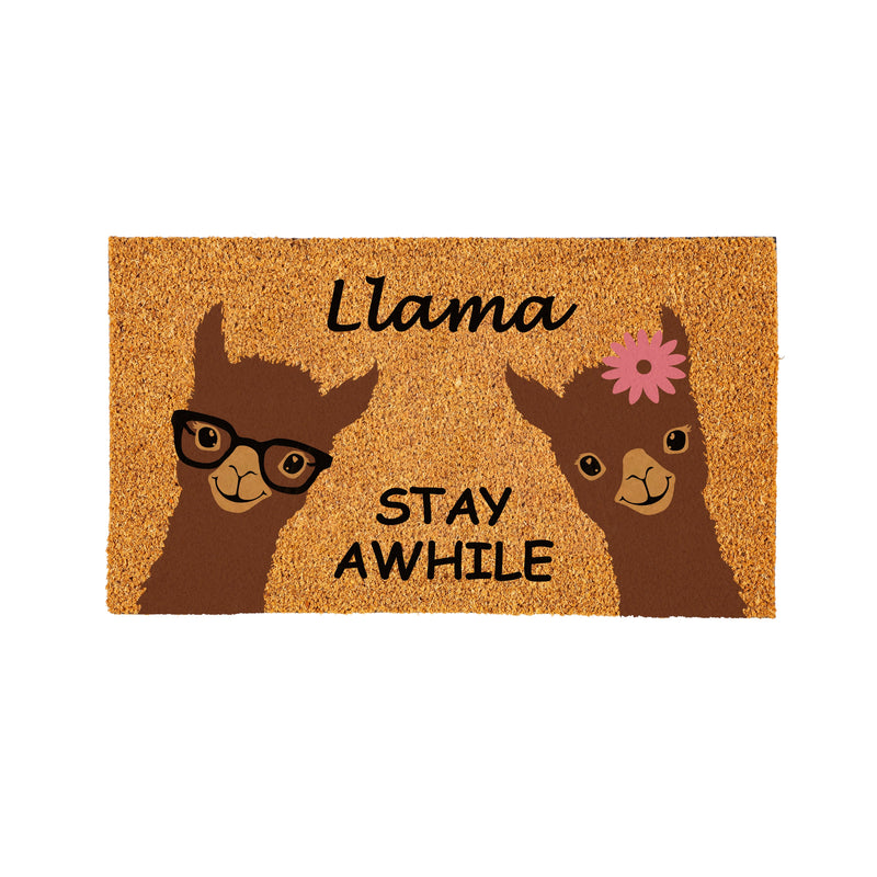 Floral Llama Coir Mat