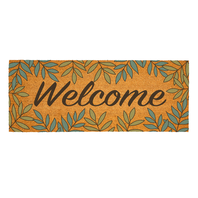 Palm Beach Fronds Coir Mat, "Welcome", 60"x24"