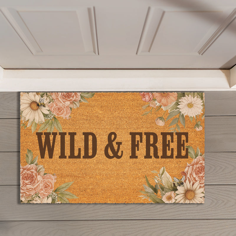 Petal & Plow Floral Boots Coir Mat, 30"x18"