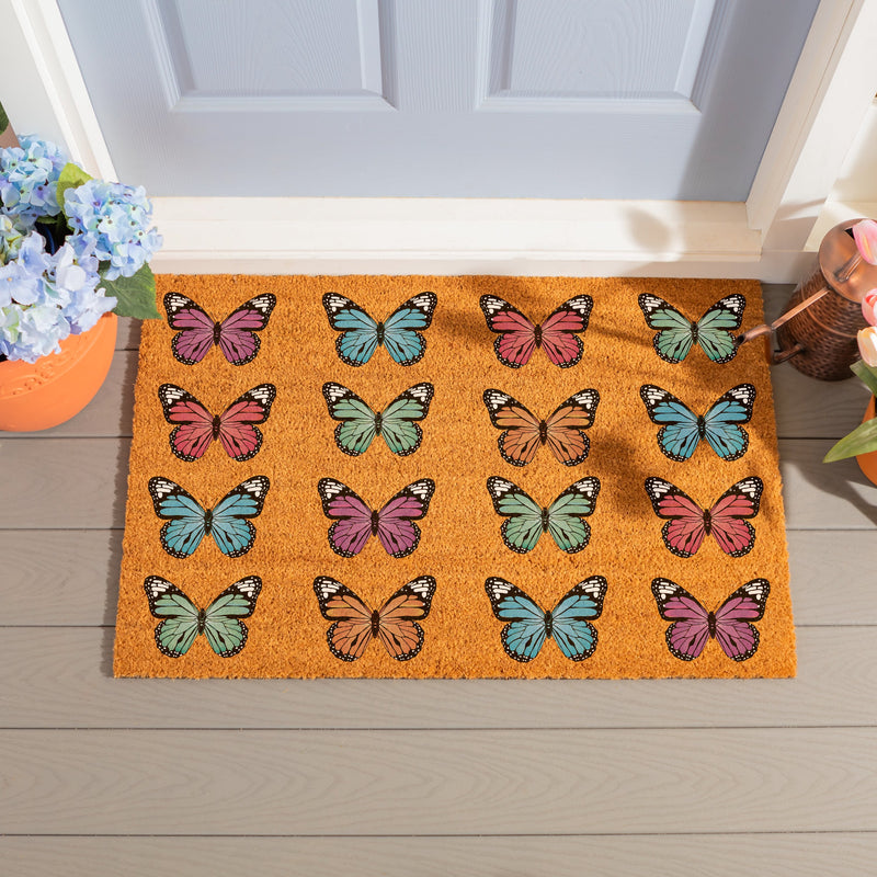 Pollinator Garden Butterfly Family Coir Mat, 36"x24"