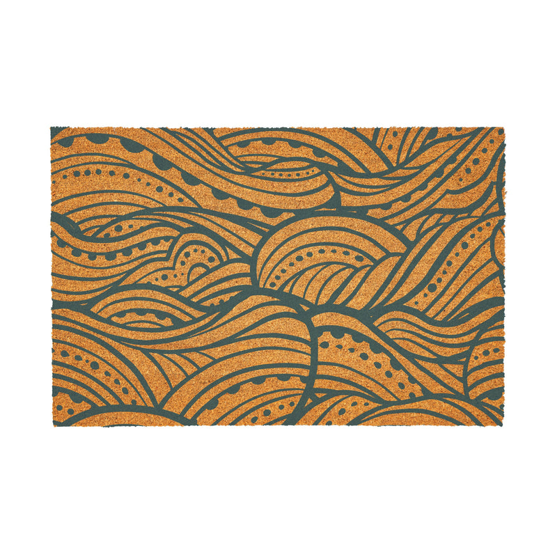 Blue Coastal Make Waves Coir Mat, 36"x24"