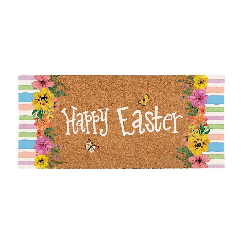 Bunny Blooms Floral Bunny, Flocked Coir Sassafras Switch Mat 22"x10"