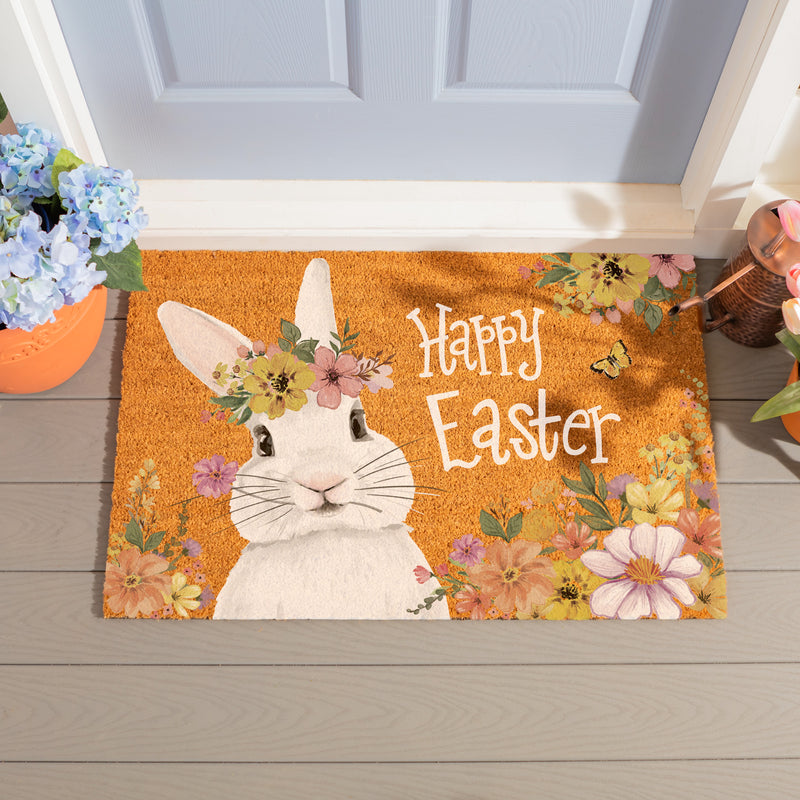 Bunny Blooms Floral Bunny, Coir Mat 36"x24"