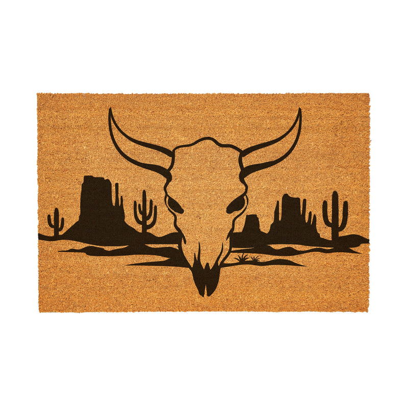 Southwest Pueblo Coir Mat, Steer Skull, 36"x24"