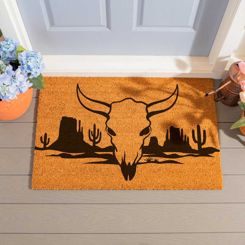 Southwest Pueblo Coir Mat, Steer Skull, 36"x24"