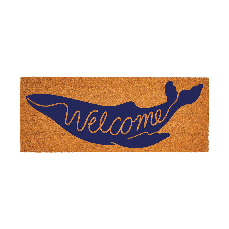 Coastal Coir Mat Welcome Blue Whale 60x24"