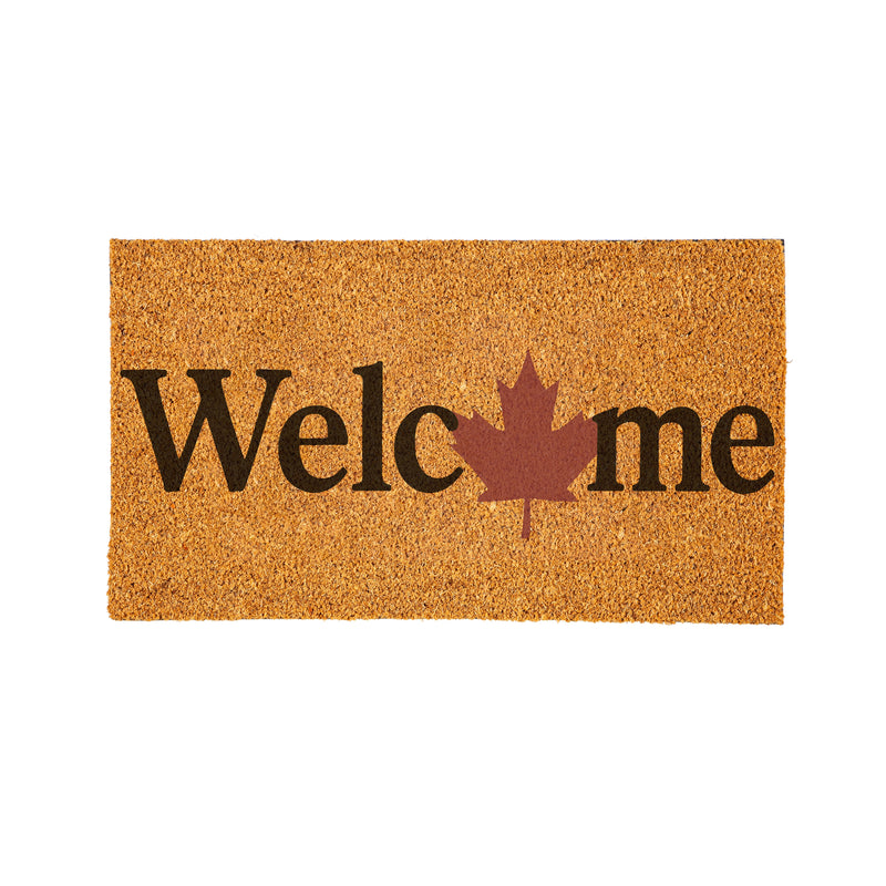 Canada Strong Maple Leaf Coir Mat, "Welcome", 28"x16"