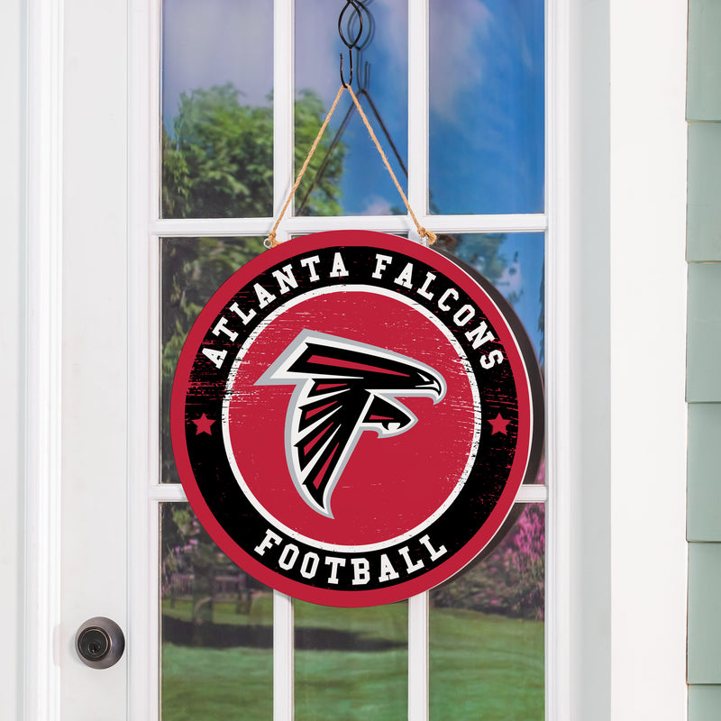 Atlanta Falcons Round Door Decor with Hanging Rope, 18x18