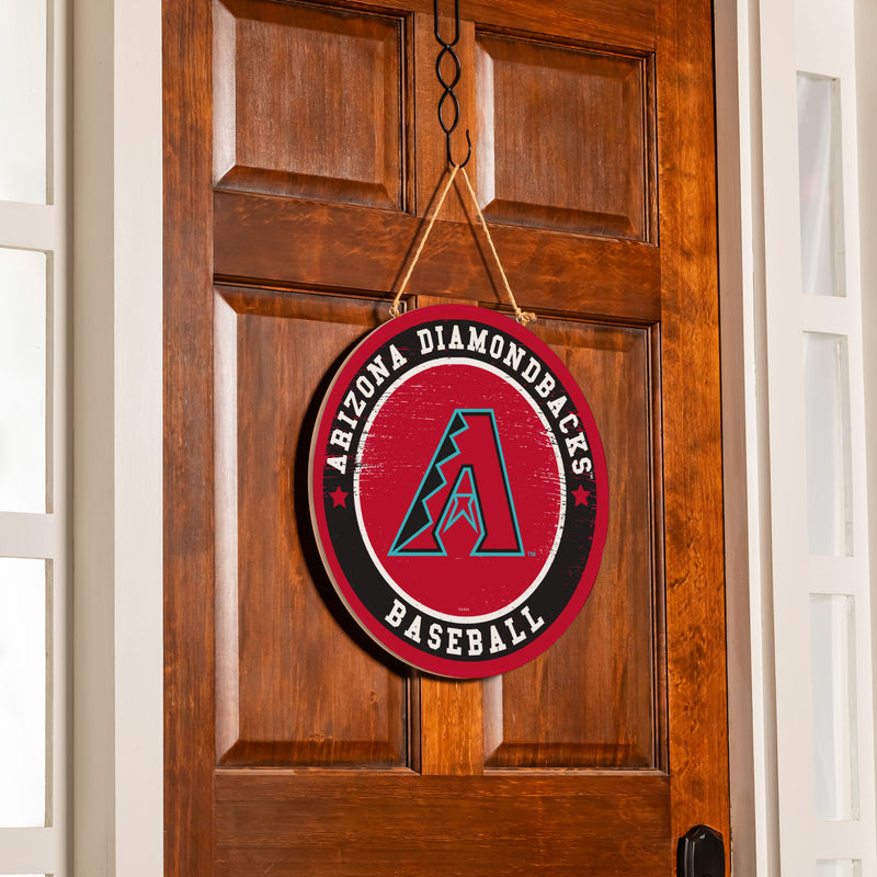 Arizona Diamondbacks Round Door Decor with Hanging Rope, 18x18