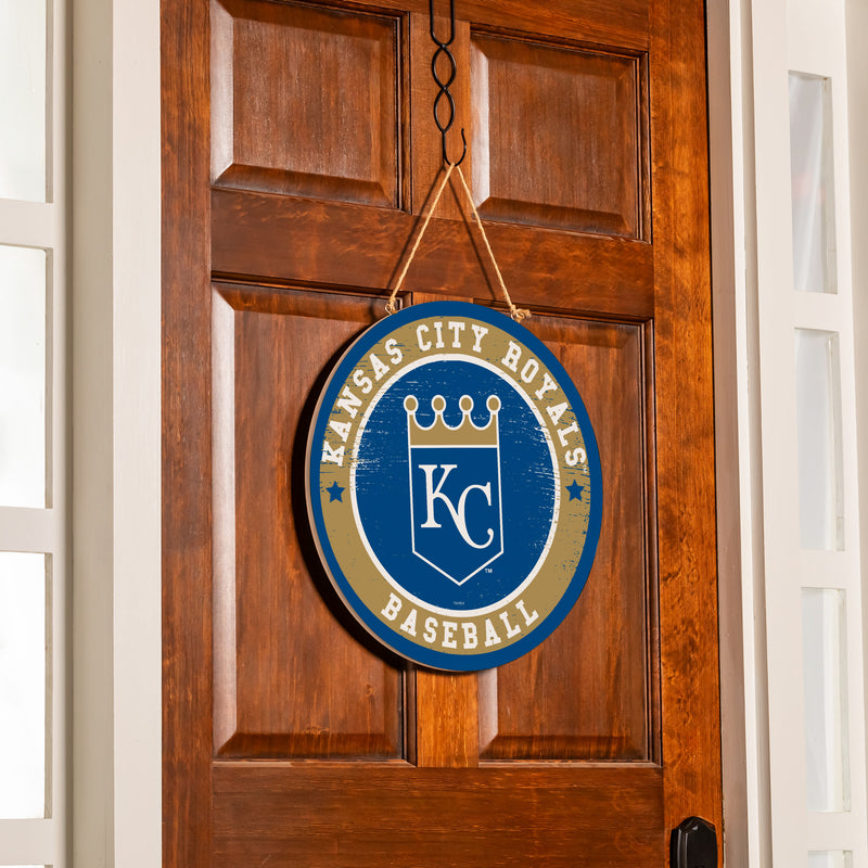 Kansas City Royals Round Door Decor with Hanging Rope, 18x18