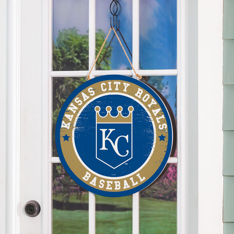 Kansas City Royals Round Door Decor with Hanging Rope, 18x18