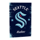 Seattle Kraken Wood Wall Sign, 16x24