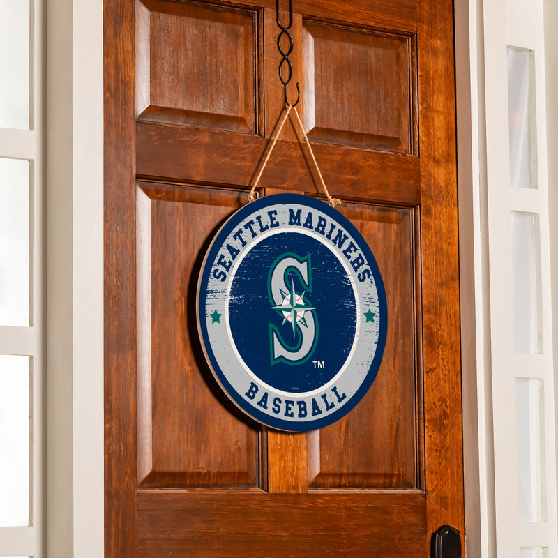 Seattle Mariners Round Door Decor with Hanging Rope, 18x18