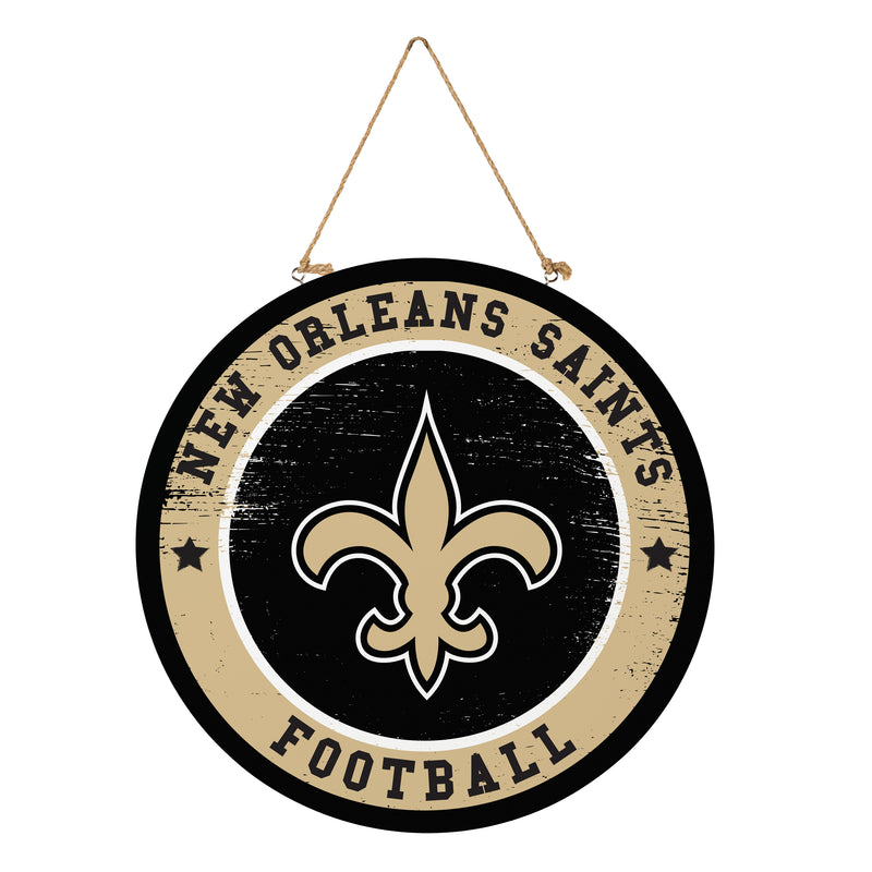 New Orleans Saints Round Door Decor with Hanging Rope, 18x18