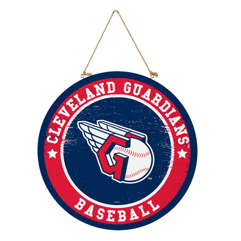 Cleveland Guardians Round Door Decor with Hanging Rope, 18x18