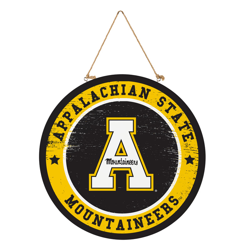 Appalachian State University Round Door Decor with Hanging Rope, 18x18