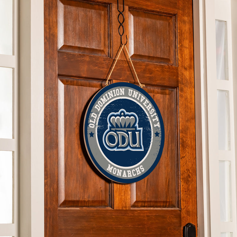 Old Dominion University Round Door Decor with Hanging Rope, 18x18