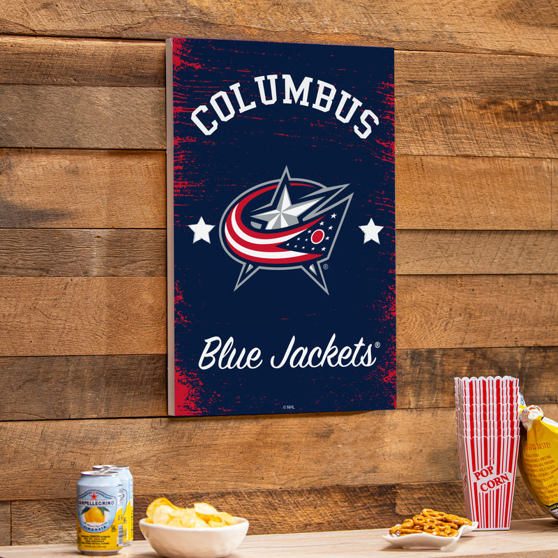 Columbus Blue Jackets Wood Wall Sign, 16x24