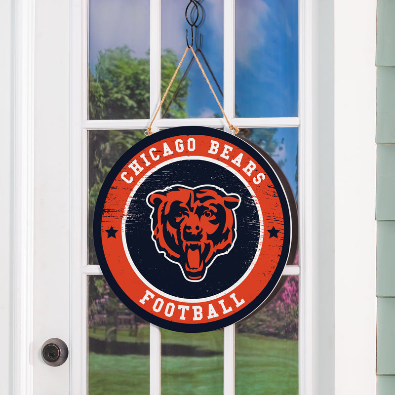 Chicago Bears Round Door Decor with Hanging Rope, 18x18
