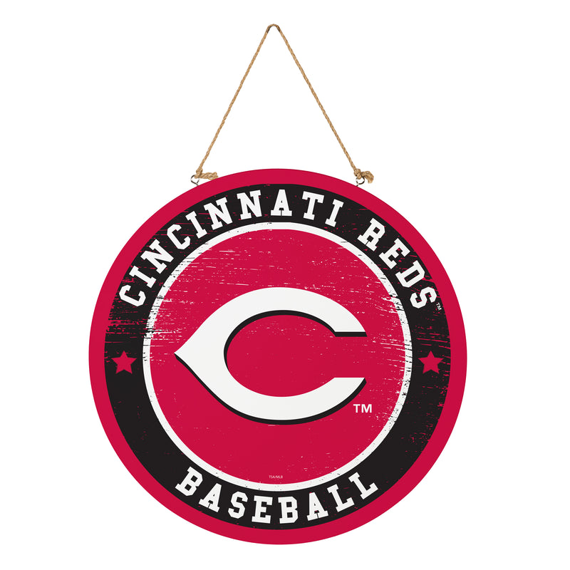 Cincinnati Reds Round Door Decor with Hanging Rope, 18x18