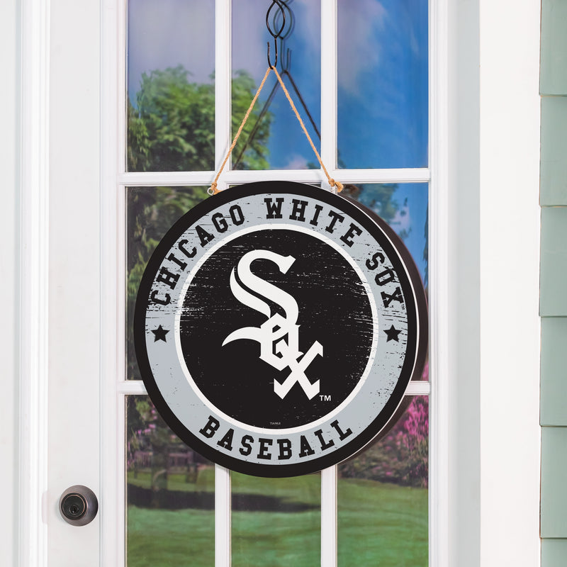 Chicago White Sox Round Door Decor with Hanging Rope, 18x18