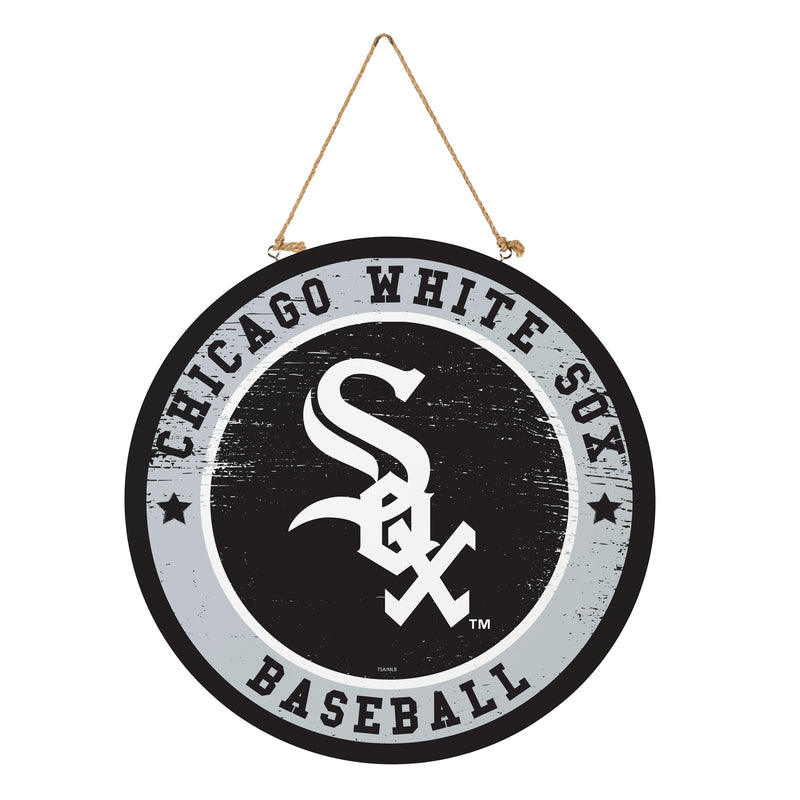 Chicago White Sox Round Door Decor with Hanging Rope, 18x18