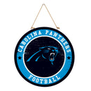Carolina Panthers Round Door Decor with Hanging Rope, 18x18