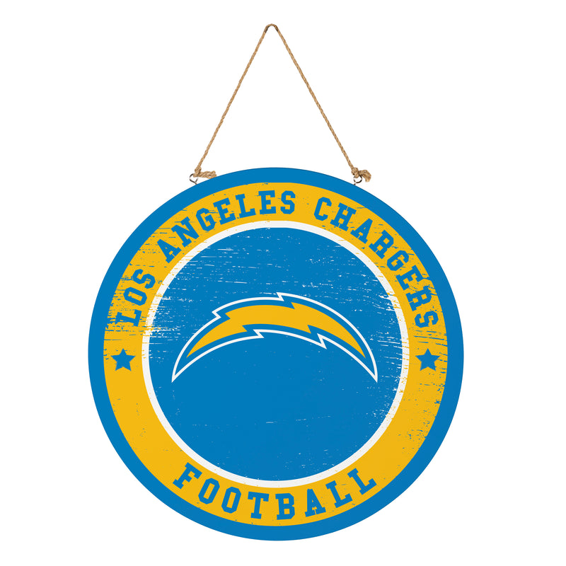 Los Angeles Chargers Round Door Decor with Hanging Rope, 18x18