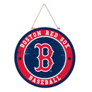 Boston Red Sox Round Door Decor with Hanging Rope, 18x18