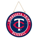 Minnesota Twins Round Door Decor with Hanging Rope, 18x18