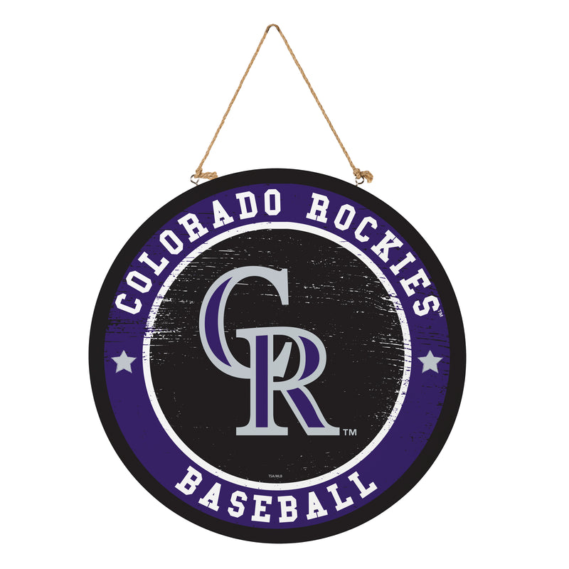 Colorado Rockies Round Door Decor with Hanging Rope, 18x18