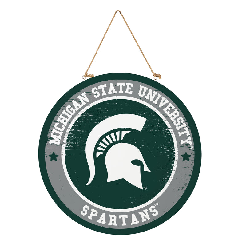 Michigan State University Round Door Decor with Hanging Rope, 18x18