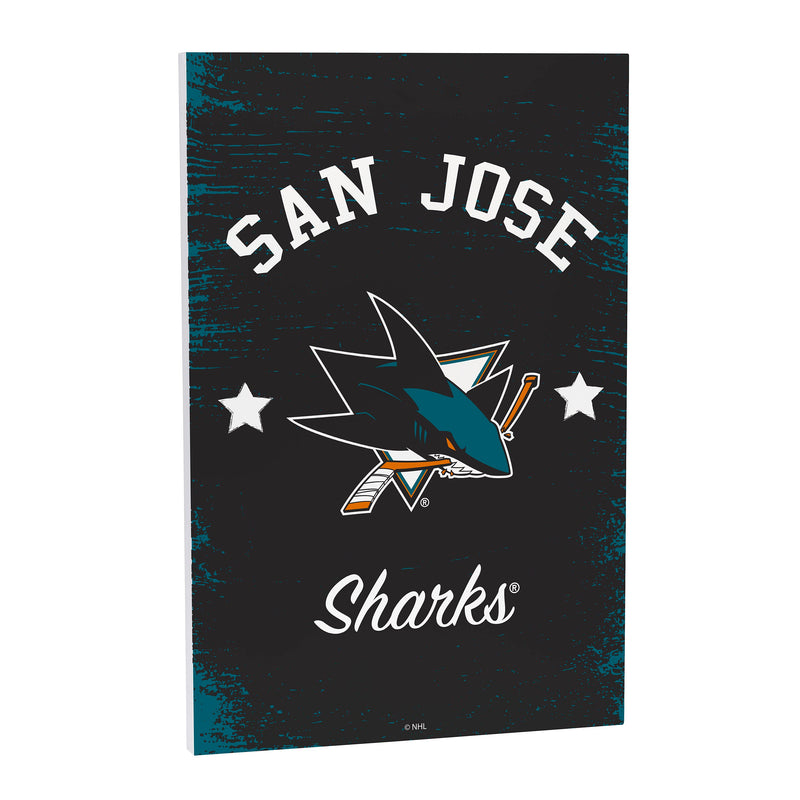 San Jose Sharks Wood Wall Sign, 16x24