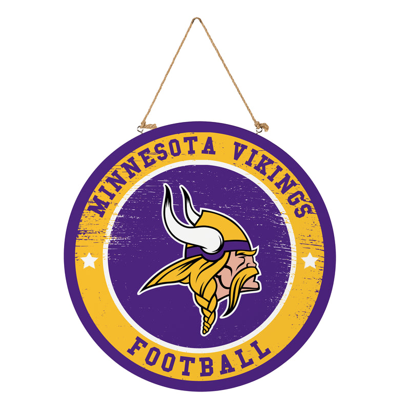 Minnesota Vikings Round Door Decor with Hanging Rope, 18x18