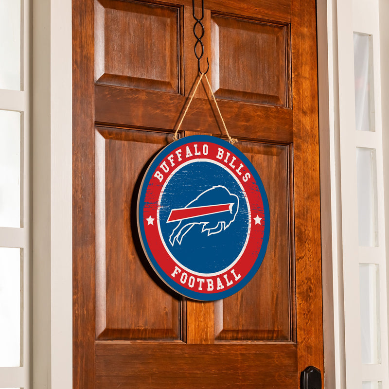 Buffalo Bills Round Door Decor with Hanging Rope, 18x18