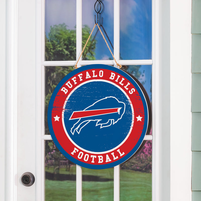 Buffalo Bills Round Door Decor with Hanging Rope, 18x18