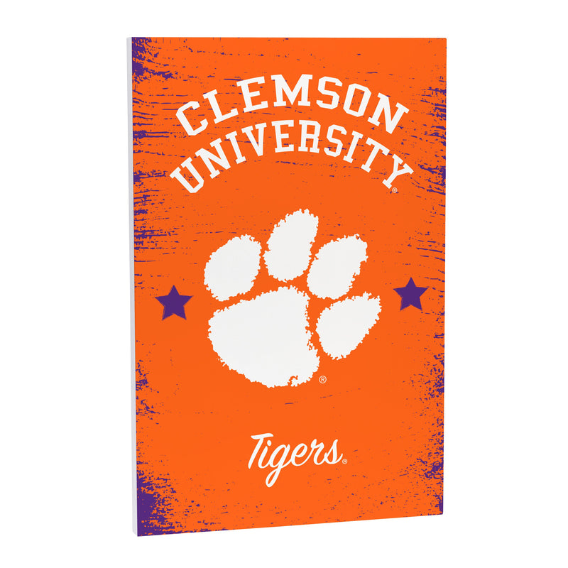 Clemson University Wood Wall Sign, 16x24