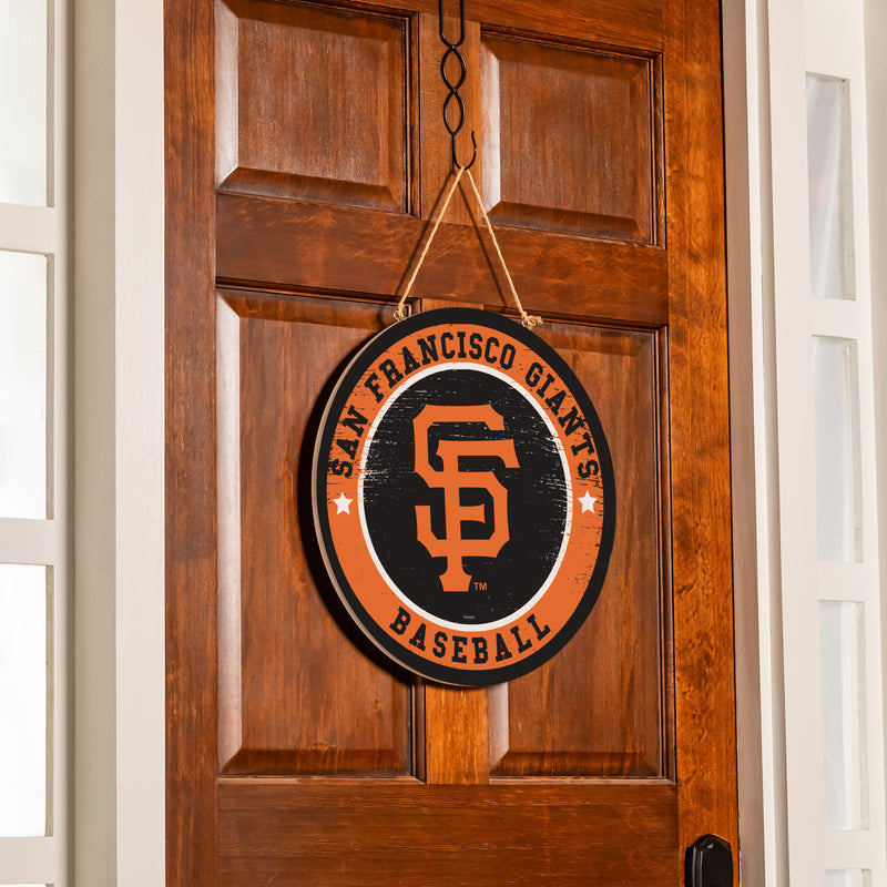 San Francisco Giants Round Door Decor with Hanging Rope, 18x18