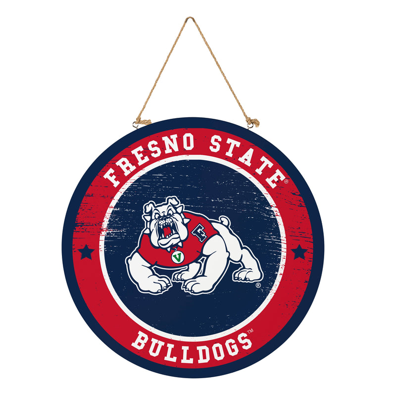 Fresno State Round Door Decor with Hanging Rope, 18x18