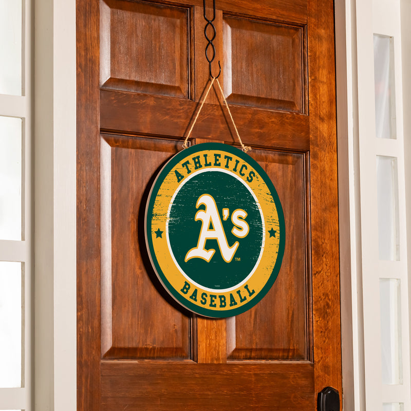 Athletics Round Door Decor with Hanging Rope, 18x18