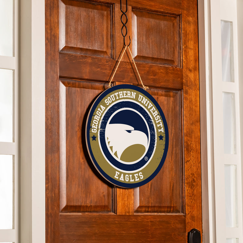 Georgia Southern University Round Door Decor with Hanging Rope, 18x18