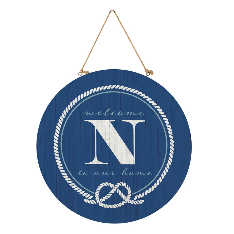 Coastal Door Decor Monogram Blue 18" N