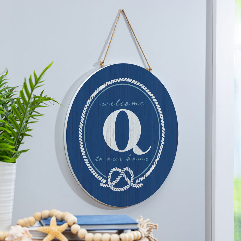 Coastal Door Decor Monogram Blue 18" Q