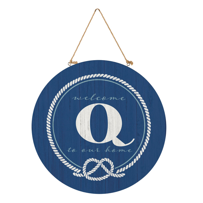 Coastal Door Decor Monogram Blue 18" Q